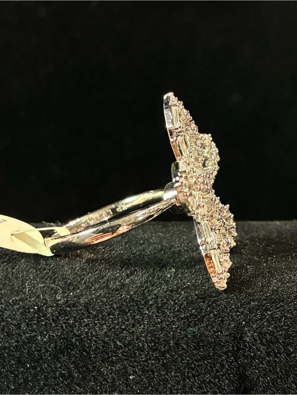 Spinner Silver Floral Crystal Statement Ring - Women's Jewelry